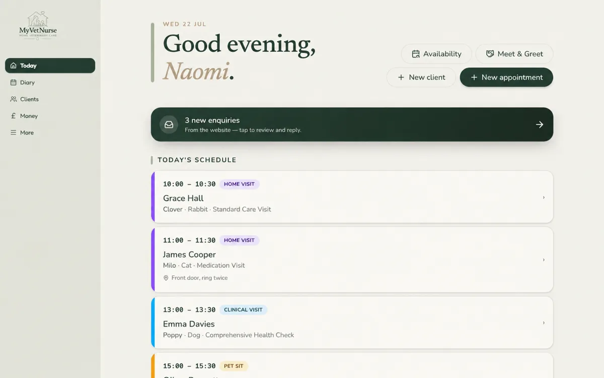 MyVetNurse Care Platform, screenshot 1 of 4
